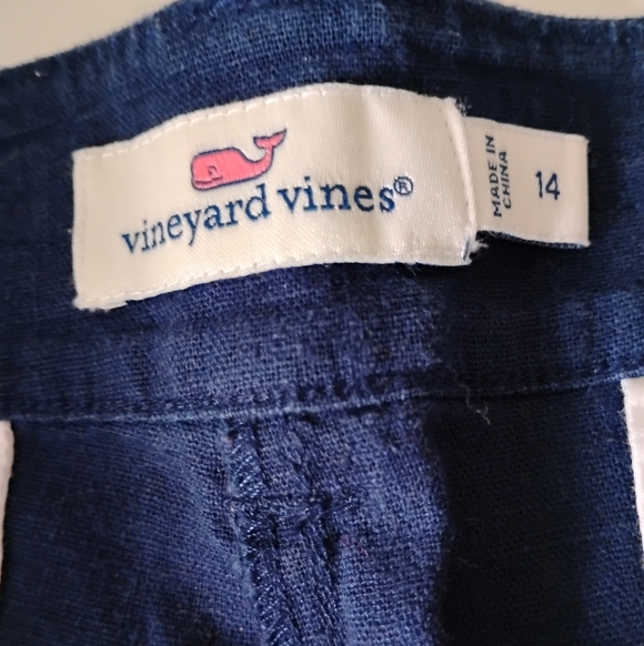 Vineyard Vines Cotton Linen Stretch Navy Blue Cropped Classic Chinos Size 14 - Picture 12 of 17